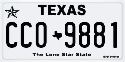 TX license plate CCO9881