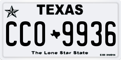 TX license plate CCO9936