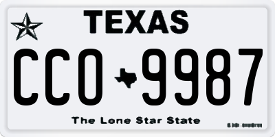 TX license plate CCO9987