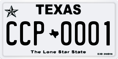 TX license plate CCP0001