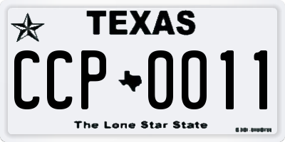 TX license plate CCP0011