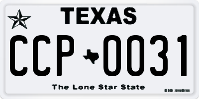 TX license plate CCP0031
