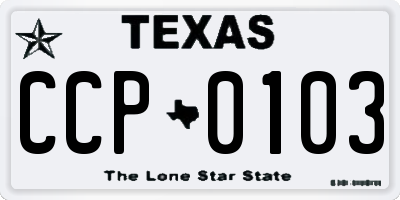 TX license plate CCP0103