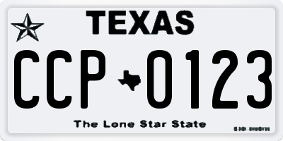 TX license plate CCP0123