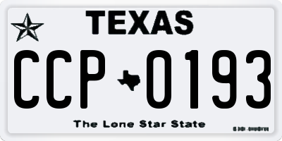TX license plate CCP0193