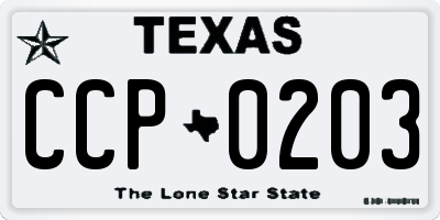 TX license plate CCP0203
