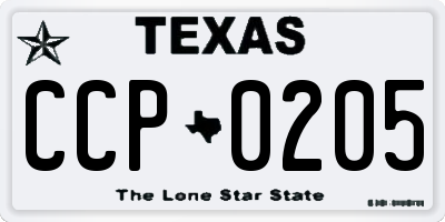 TX license plate CCP0205