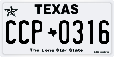TX license plate CCP0316