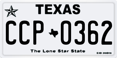TX license plate CCP0362