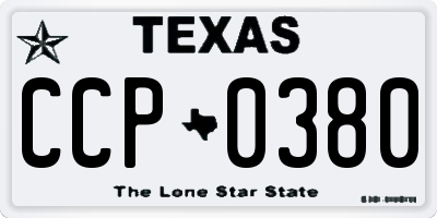 TX license plate CCP0380
