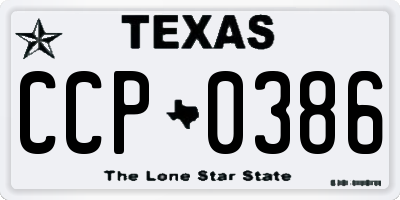 TX license plate CCP0386