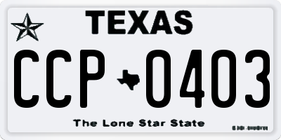 TX license plate CCP0403