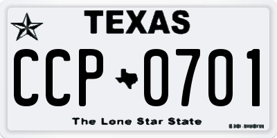TX license plate CCP0701