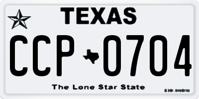 TX license plate CCP0704