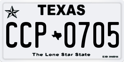 TX license plate CCP0705