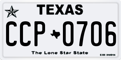 TX license plate CCP0706