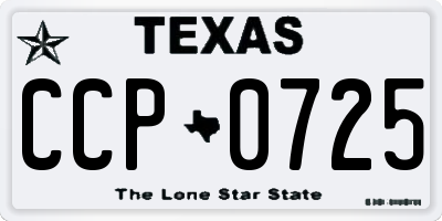 TX license plate CCP0725