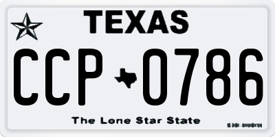 TX license plate CCP0786