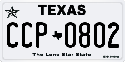 TX license plate CCP0802