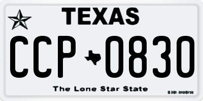 TX license plate CCP0830
