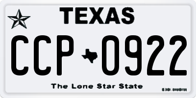 TX license plate CCP0922