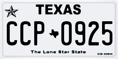 TX license plate CCP0925
