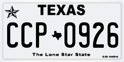 TX license plate CCP0926