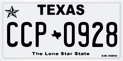 TX license plate CCP0928