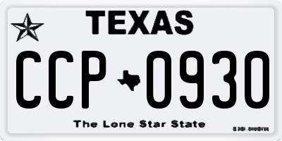 TX license plate CCP0930