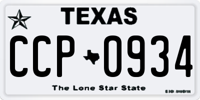 TX license plate CCP0934