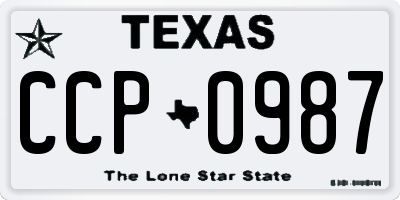 TX license plate CCP0987