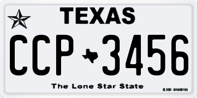 TX license plate CCP3456