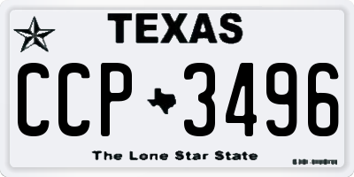 TX license plate CCP3496