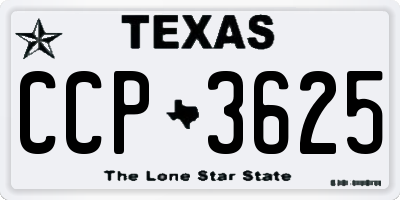 TX license plate CCP3625
