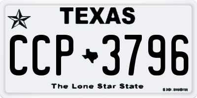 TX license plate CCP3796