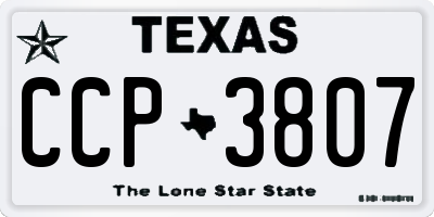 TX license plate CCP3807