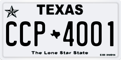 TX license plate CCP4001