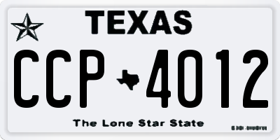 TX license plate CCP4012