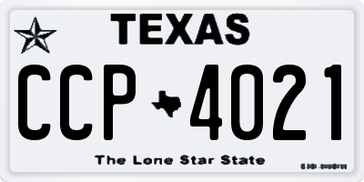 TX license plate CCP4021