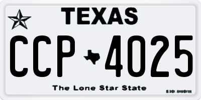 TX license plate CCP4025