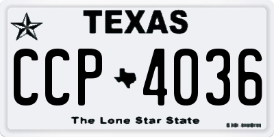 TX license plate CCP4036