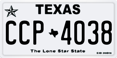 TX license plate CCP4038