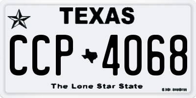 TX license plate CCP4068