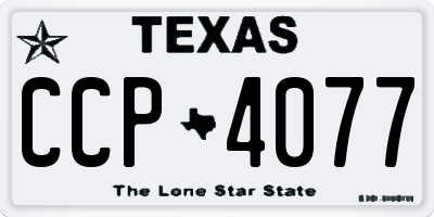 TX license plate CCP4077