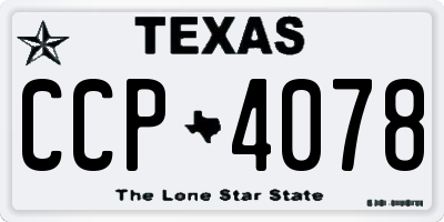 TX license plate CCP4078