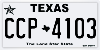 TX license plate CCP4103