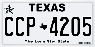 TX license plate CCP4205