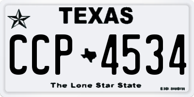 TX license plate CCP4534