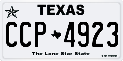 TX license plate CCP4923