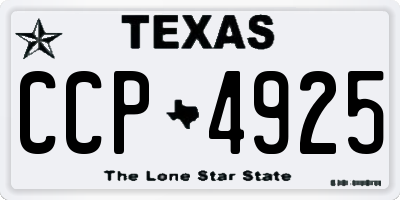 TX license plate CCP4925
